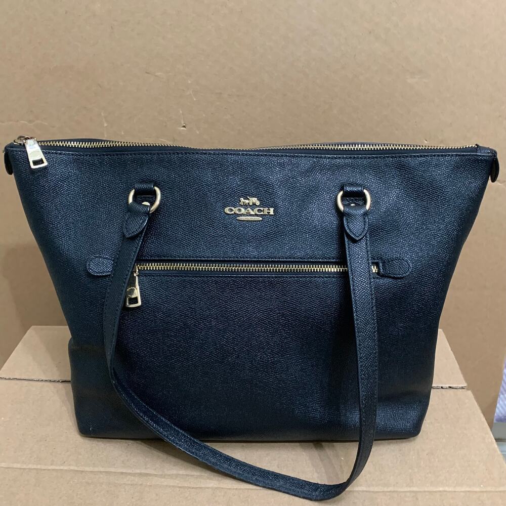 COACH Large Black Crossgrain Leather GALLERY Tote Shoulder Tote F79608